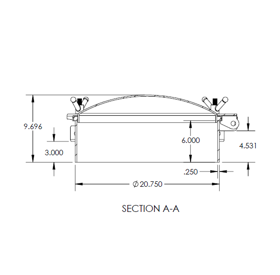 Chandler VAC 20" Steel Lid Manway with 6" Steel Neck