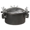12" Hatch, gasket-in-lid design, 6" neck with 3 wing nut lid.  Features:  A36 Carbon Steel Lid, Gasket in Lid Robotically Welded Weldable 1/4" A36 Carbon Steel Base 3 Standard Wing Nut Assemblies Made in the USA 5/8" Buna Gasket Weight: 40 lbs.