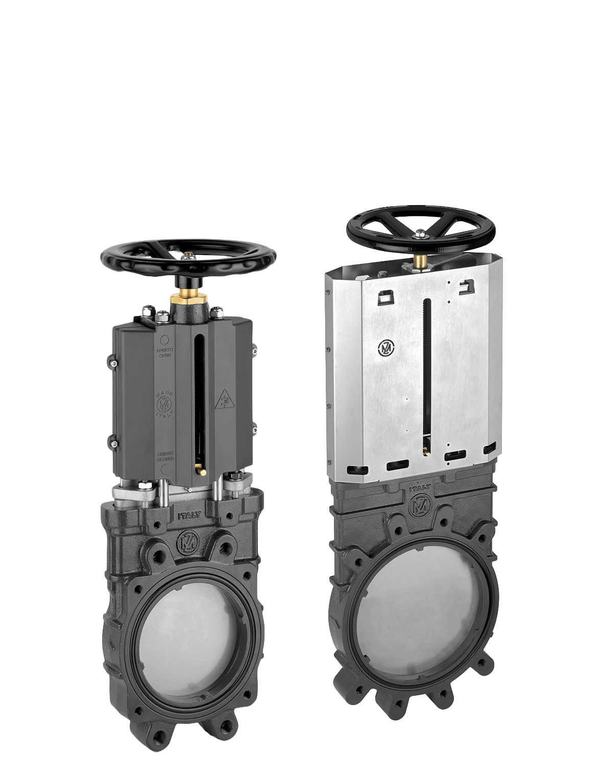 Metaltecnica Zanolo MZ 12" Cast-iron gate valve with stainless steel knife w/o discharge with handwheel ANSI150