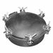 21 inch Manway  A36 Carbon Steel Lid, Gasket in Lid Robotically Welded Weldable 1/4" A36 Carbon Steel Base 6 Standard Wing Nut Assembly Made in the USA 5/8" Buna Gasket