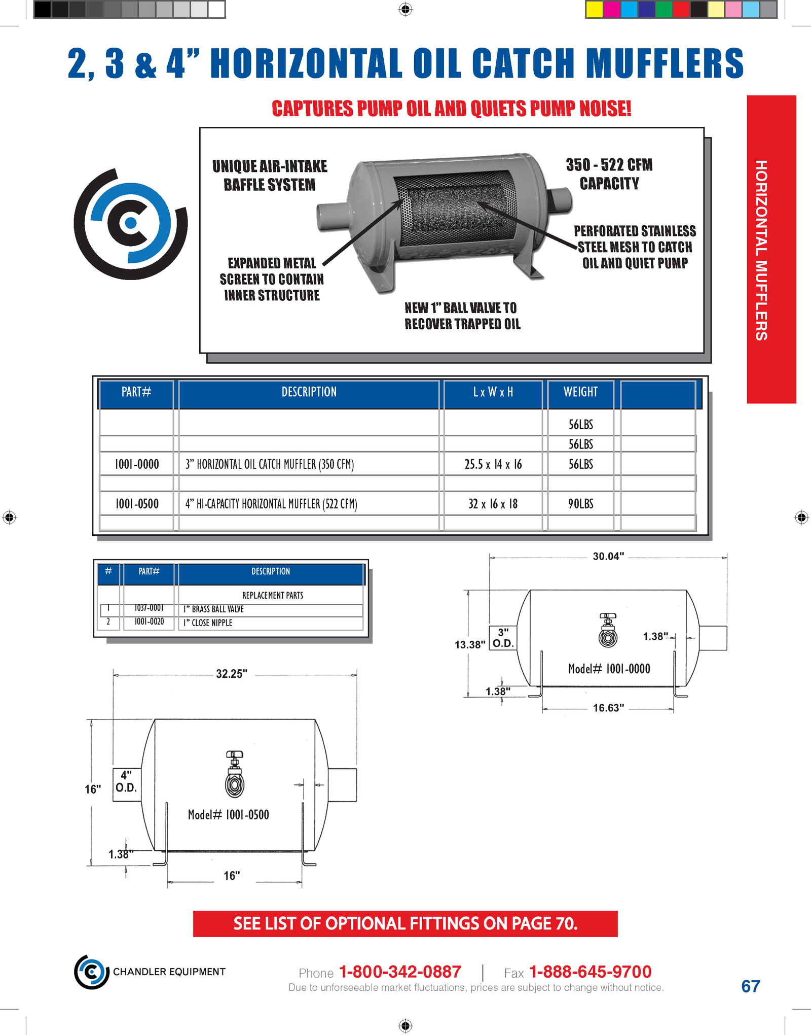 Horizontal Oil Catch Muffler Made in USA Chandler VAC